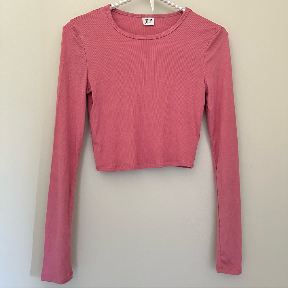Aritzia Sunday Best Pink Crop Top S